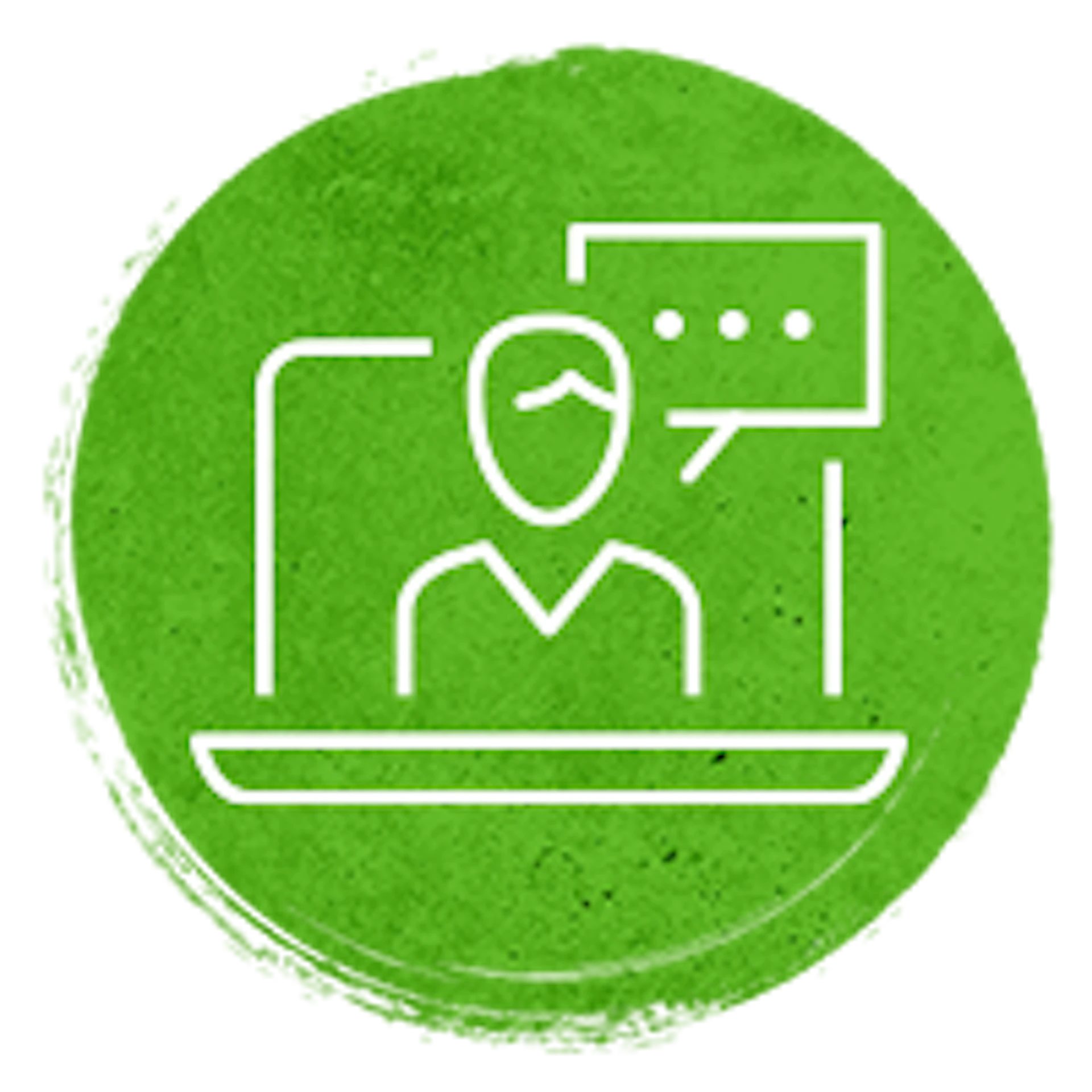 Laptop mit Avatar und Sprechblase