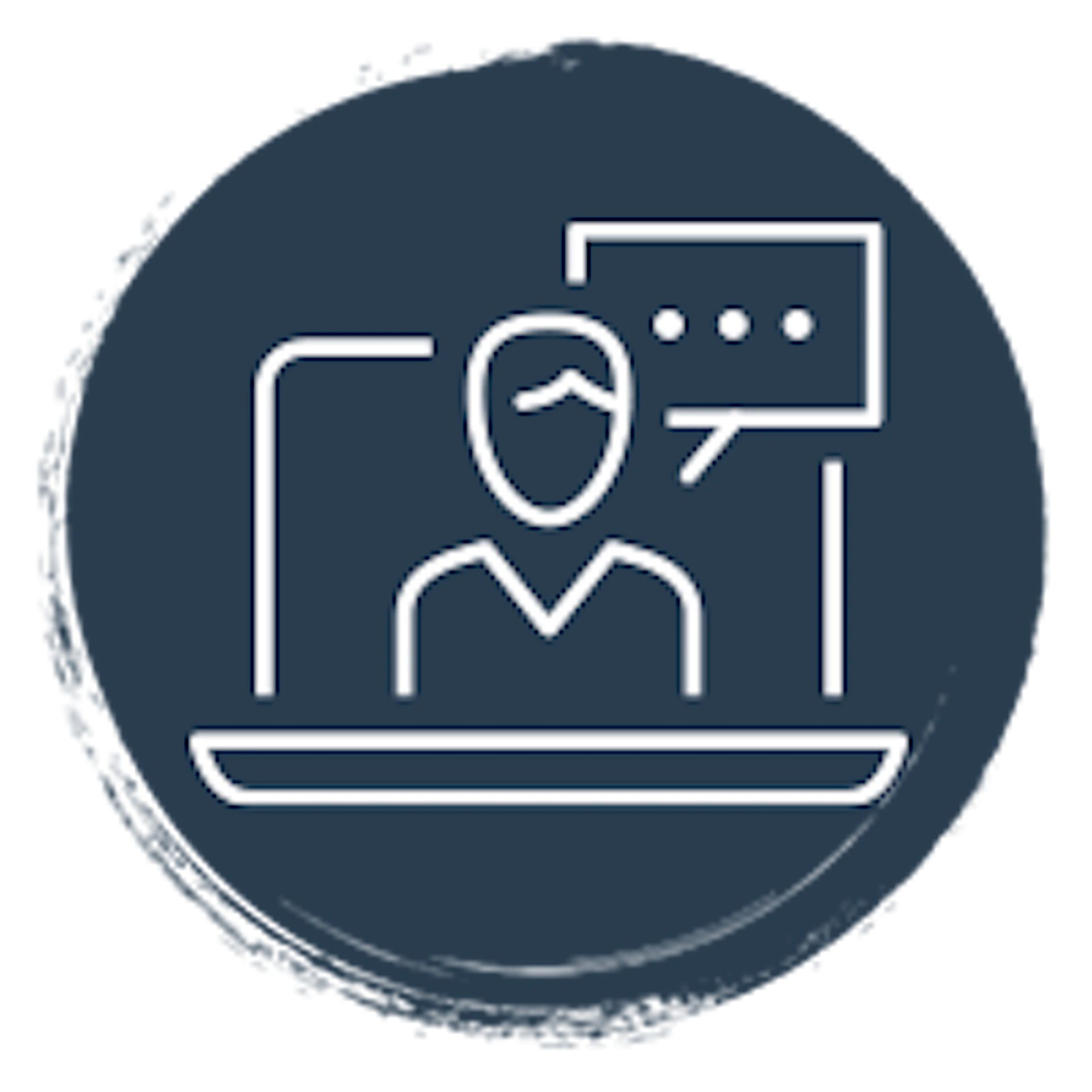 Icon mit Avatar im Laptop und Sprechblasen