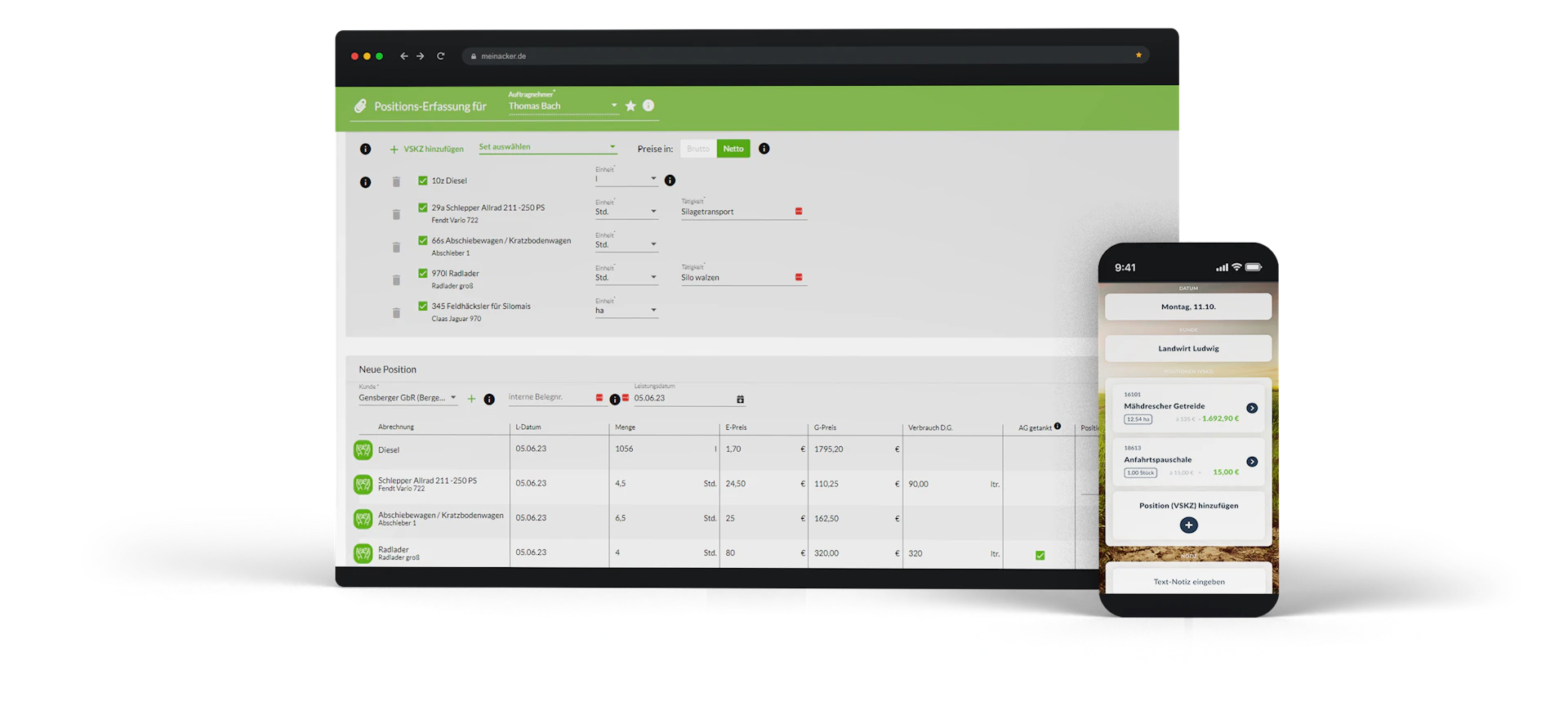 Screenshot von Desktop- und Mobile Anwendung der App Lohnarbeiten
