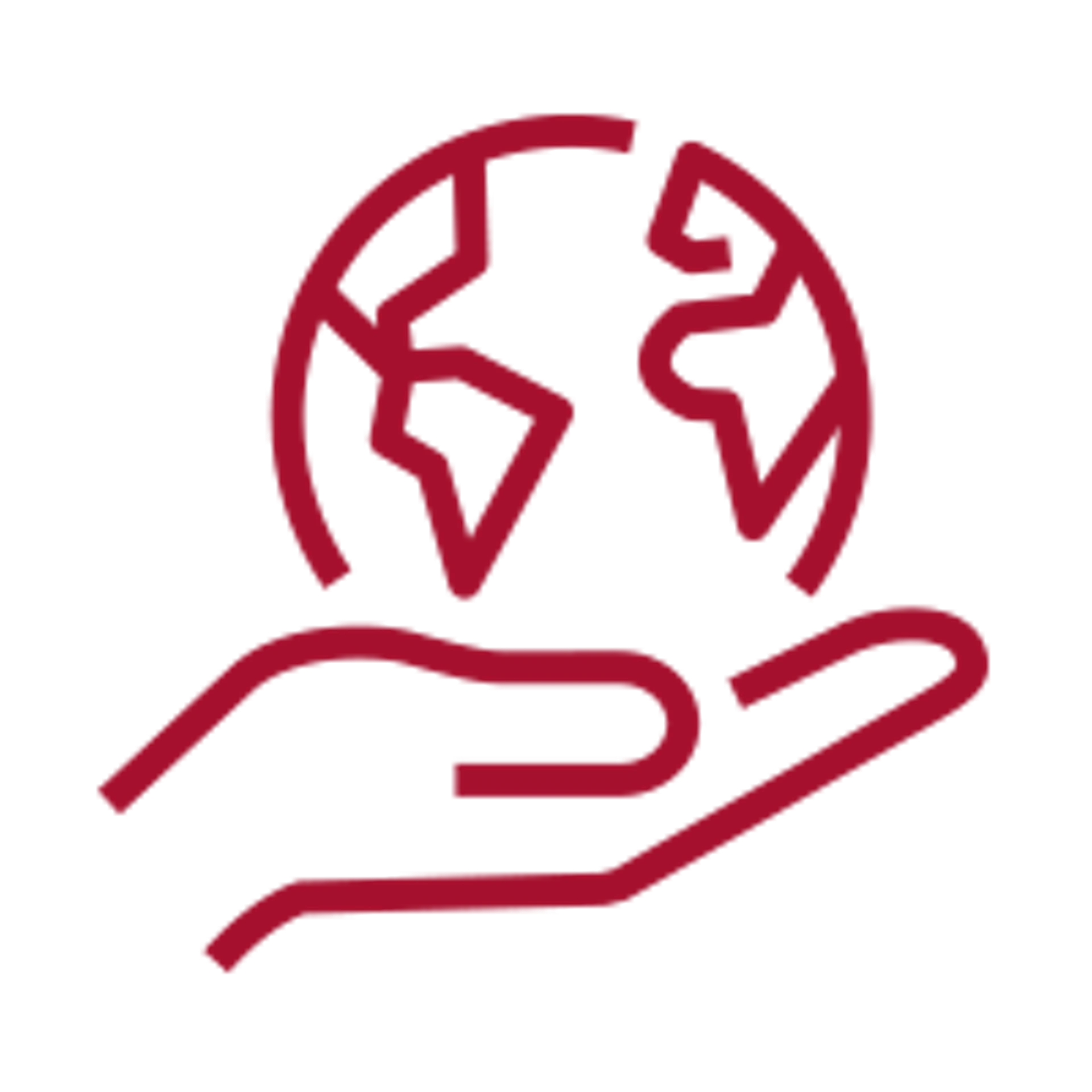 Icon Hand mit Weltkugel
