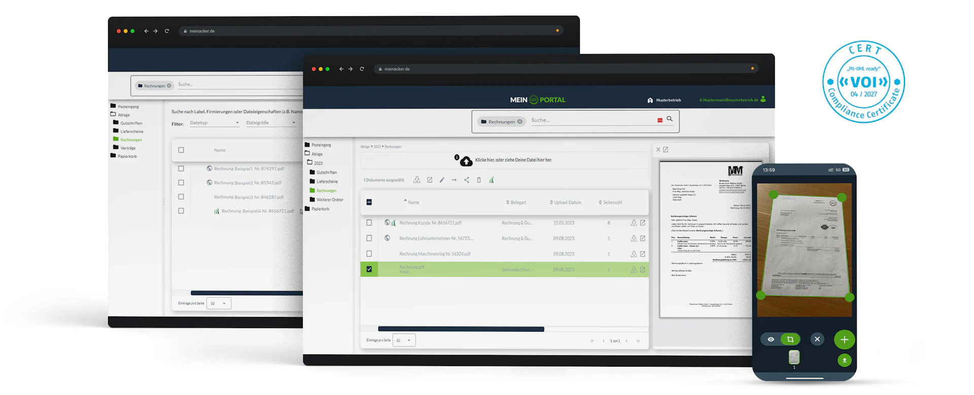 Screenshot der Desktopanwendung Dokumente + Siegel VOI