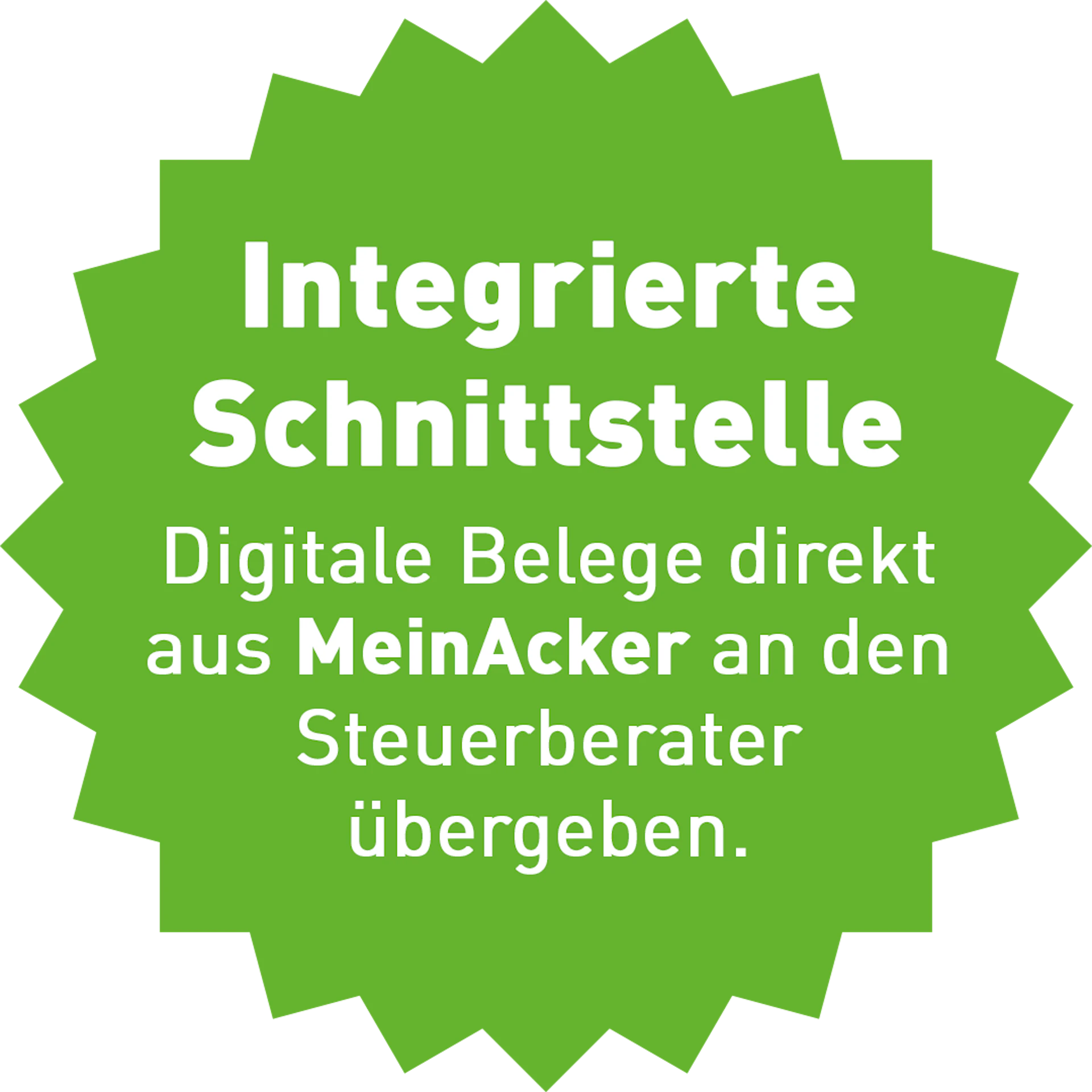 Integrierte Schnittstelle. Digitale Belege direkt aus MeinAcker an den Steuerberater übergeben.