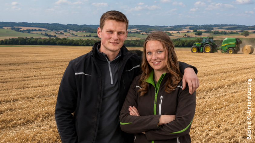 Traktor auf dem Acker mit angedeutetem Datenlook am unteren Bildrand